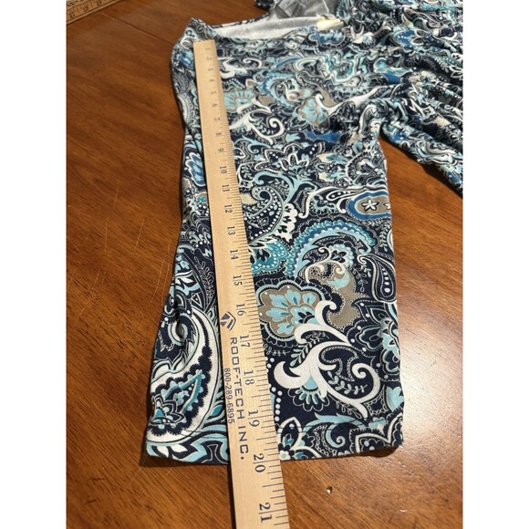 Catherine’s Blue Paisley 2X Dress Long Sleeve Women’s Plus White Teal - Picture 9 of 11